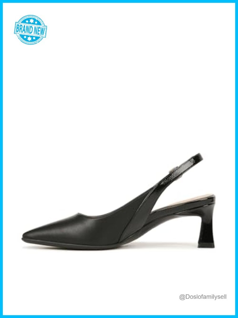 Women's Slingback Pump Flare Heel Snip Toe Adjustable Buckle Comfort Dress Shoe